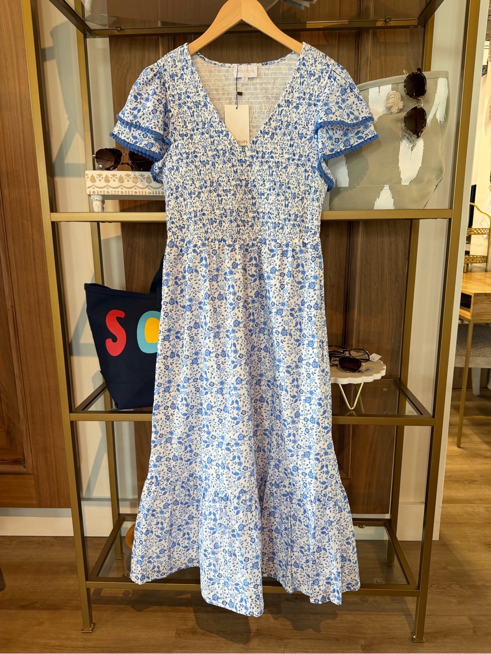 Sugarlips Blue and White Floral Maxi Dress
